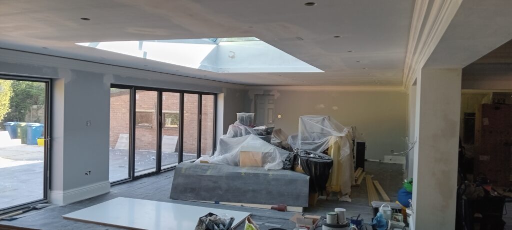 Ultra modern extension fully redecorated as part of a full home redecoration project